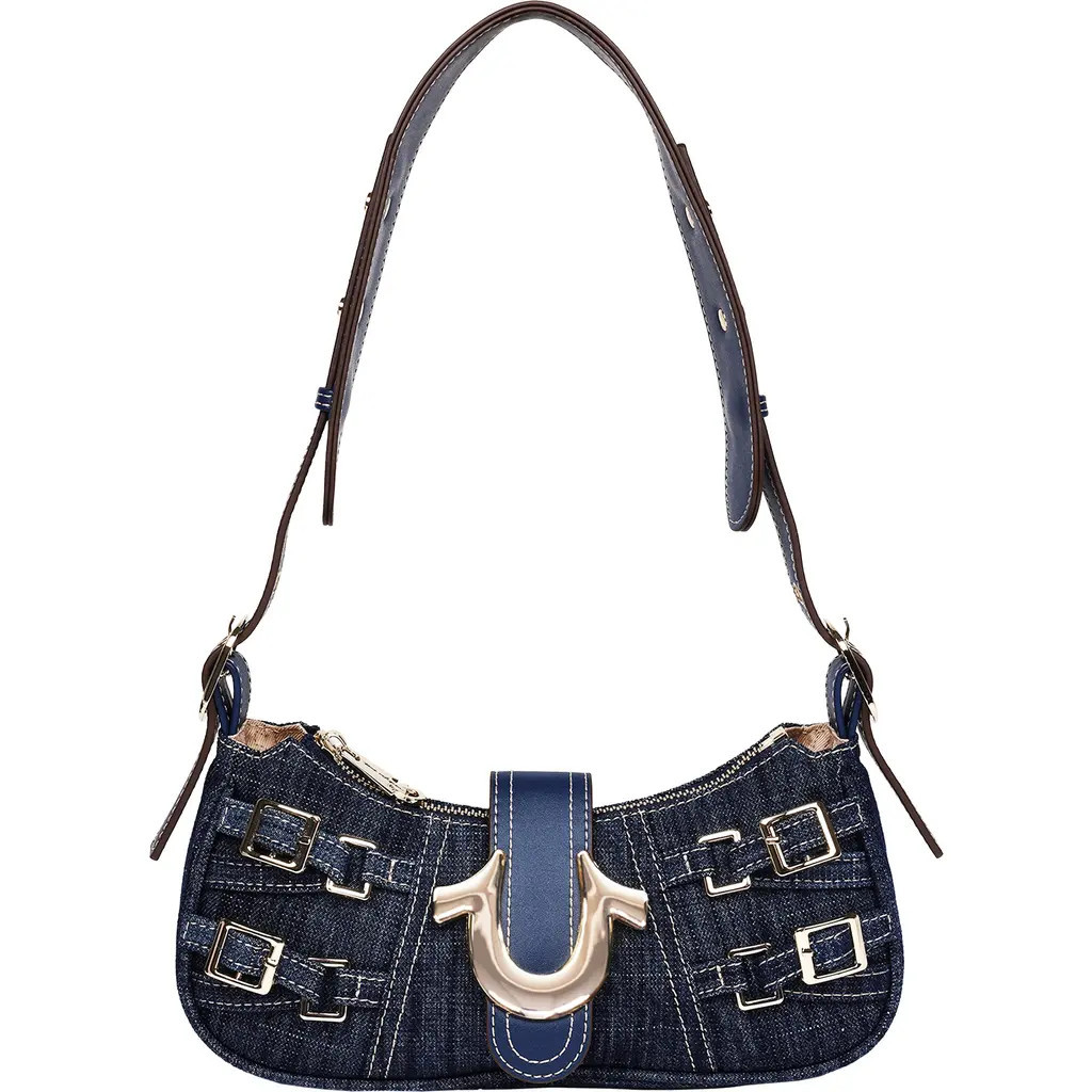 True Religion Multi-Strap Denim Shoulder Bag in Dark Denim at Nordstrom | Nordstrom