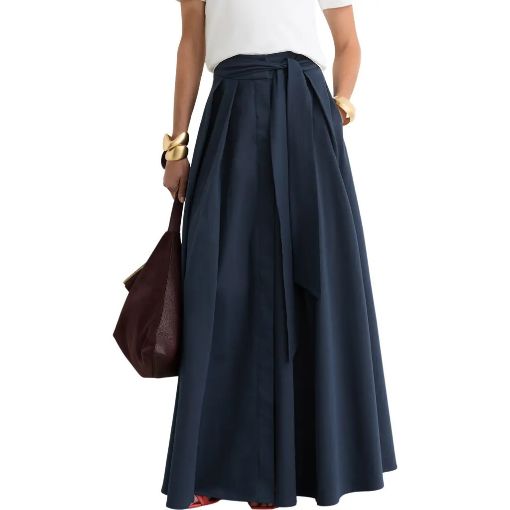 Reiss Simone Cotton Blend Maxi Skirt in Navy at Nordstrom, Size 8 | Nordstrom