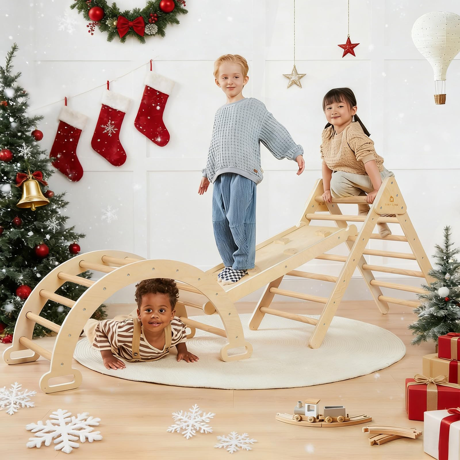 Tiny Land Pikler Triangle Set, 7-in-1 Foldable Pikler Triangle Climbing Toys Set for Kids,Baby In... | Amazon (US)