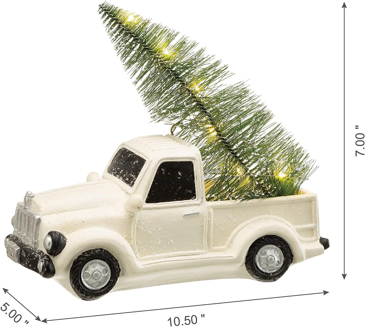 glitzhome Rustic Christmas Table Decoration 11 Inches Metal Pickup Truck Decor Farmhouse White Tr... | Amazon (US)
