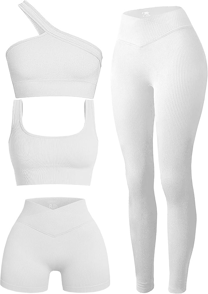 Workout Sets for Women,Two Piece Sexy Crossover Shorts Matching Set Cut One Shoulder Crop Tank To... | Amazon (US)