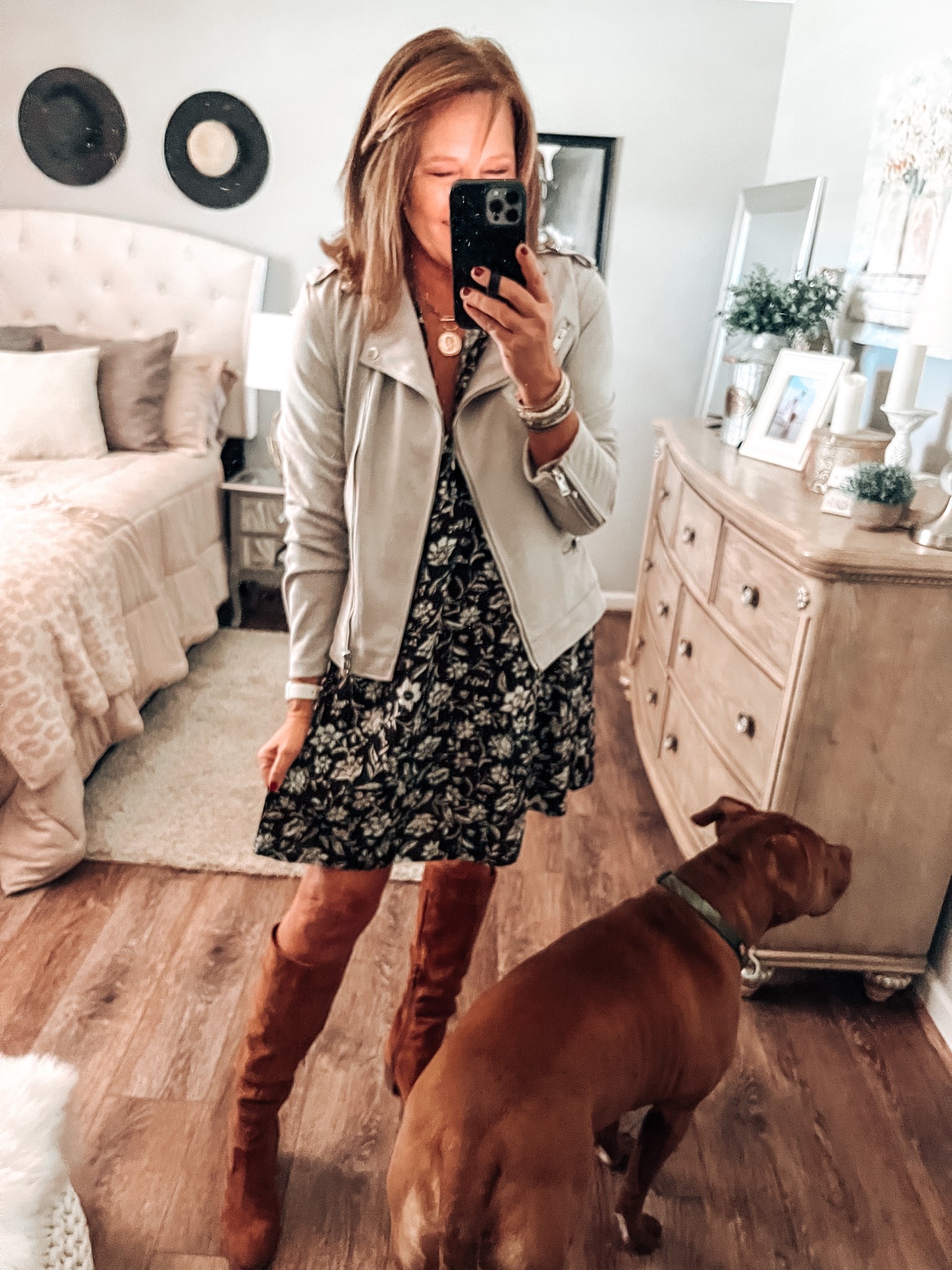 This is my favorite Amazon jacket to dress any outfit up. It fits tts, comes in more color options, and has stretch. Styled it with a cute Time and Tru dress with cognac tall boots. 

Walmart fashion, Walmart finds, Walmart dresses, faux suede jackets, moto jacket, amazon fashion, Amazon fall finds, fall outfits, fall dresses, workwear, work wear, fashion over 40

#LTKsalealert #LTKworkwear #LTKunder50