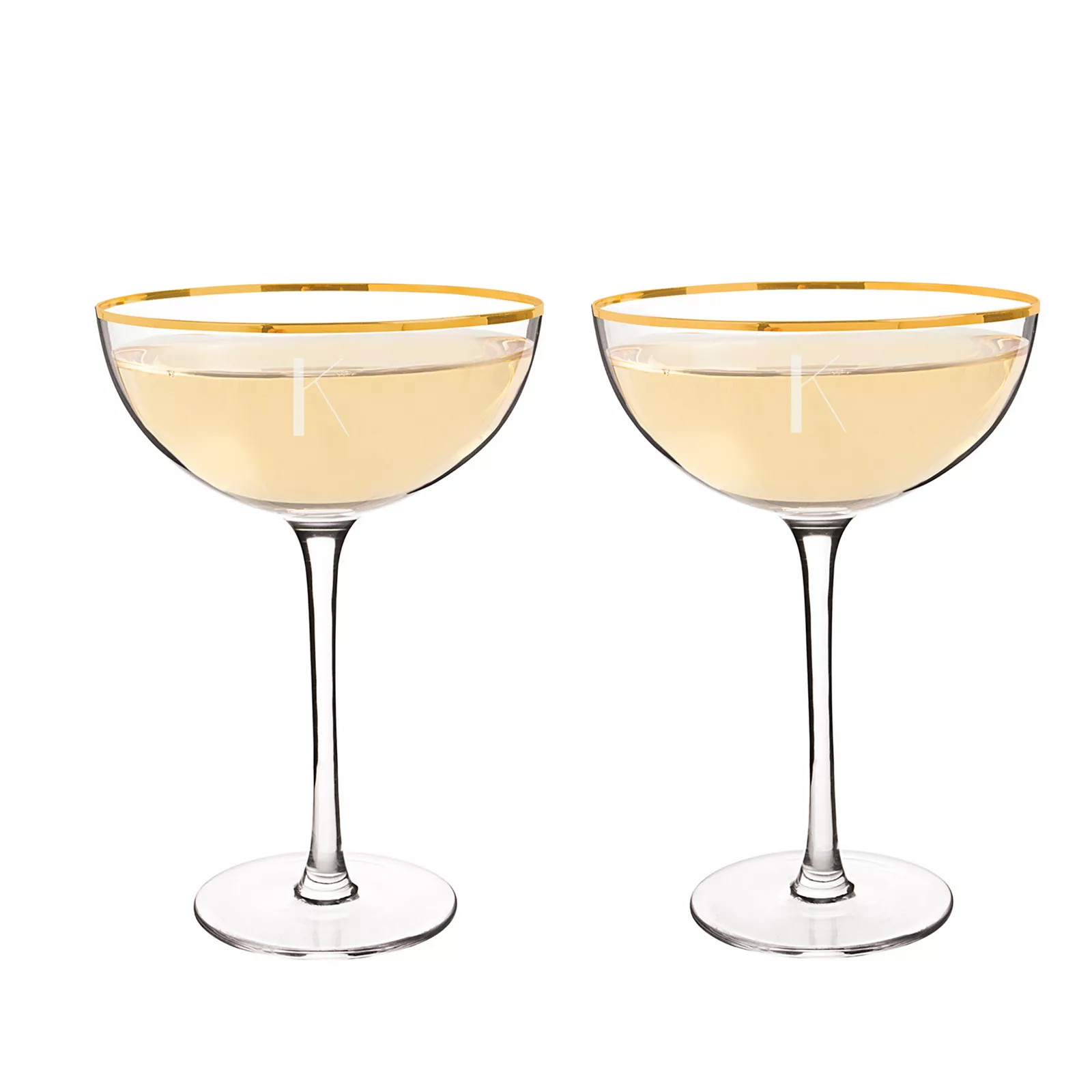 Cathy's Concepts 2-pc. Monogram Gold Rim Coupe Flute Set, Yellow | Kohl's