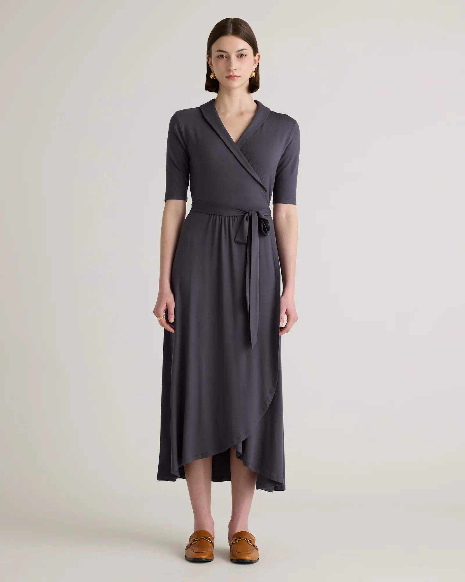 Tencel Jersey Midi Wrap Dress | Quince