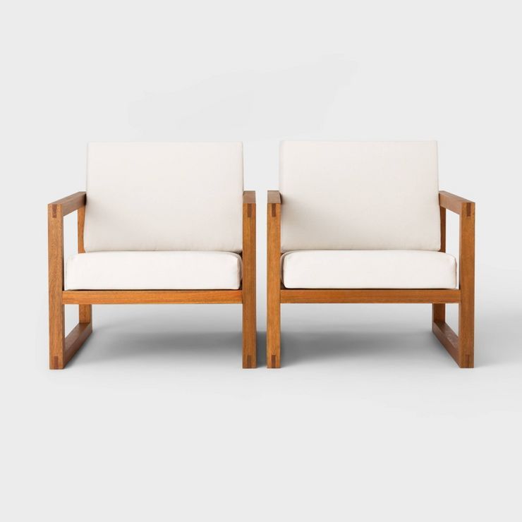 Kaufmann Wood Patio Club Chair - Linen - Project 62™ | Target