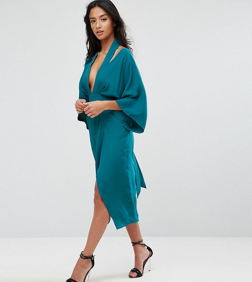 ASOS PETITE Kimono Sliced Midi Dress - Multi | ASOS US