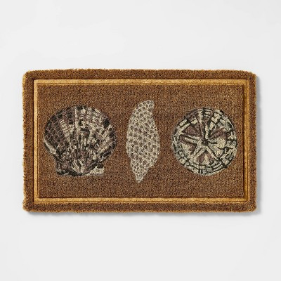 Embossed Seashells Coir Doormat Natural/Blue - Threshold™ designed with Studio McGee | Target