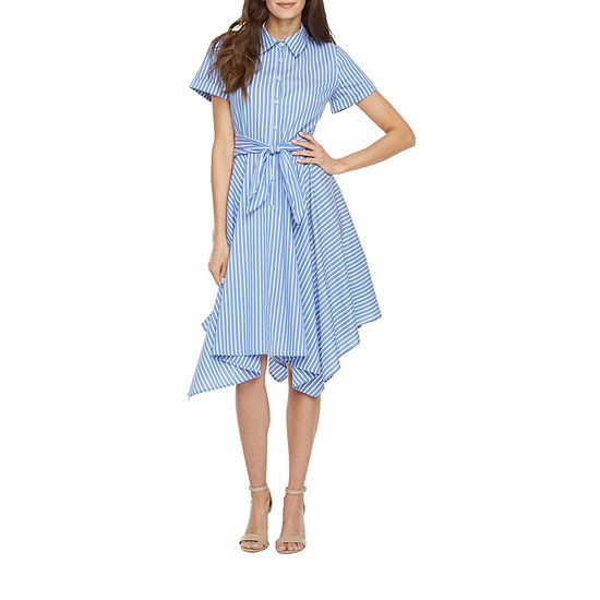 London Style Short Sleeve High-Low Shirt Dress | JCPenney