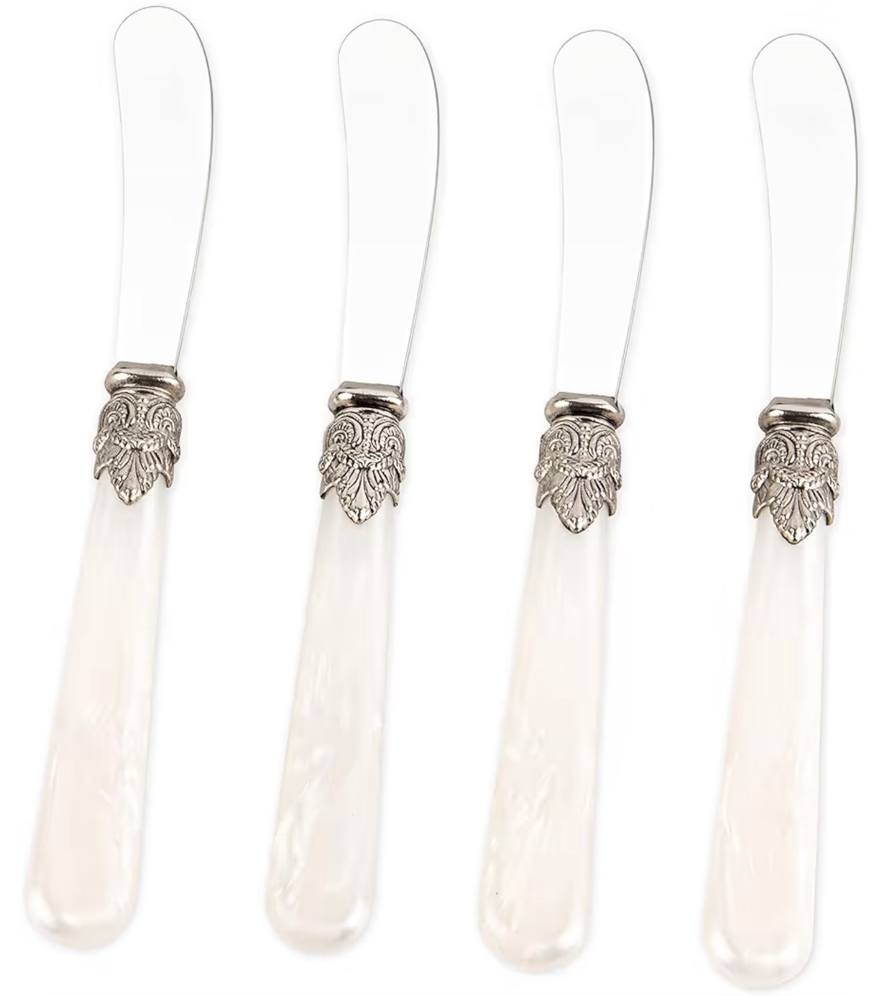 Antique inspired butter knives, perfect for appetizer spreads and charcuterie boards 