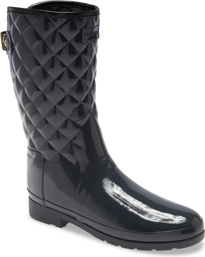 Refined High Gloss Quilted Short Waterproof Rain Boot | Nordstrom Rack