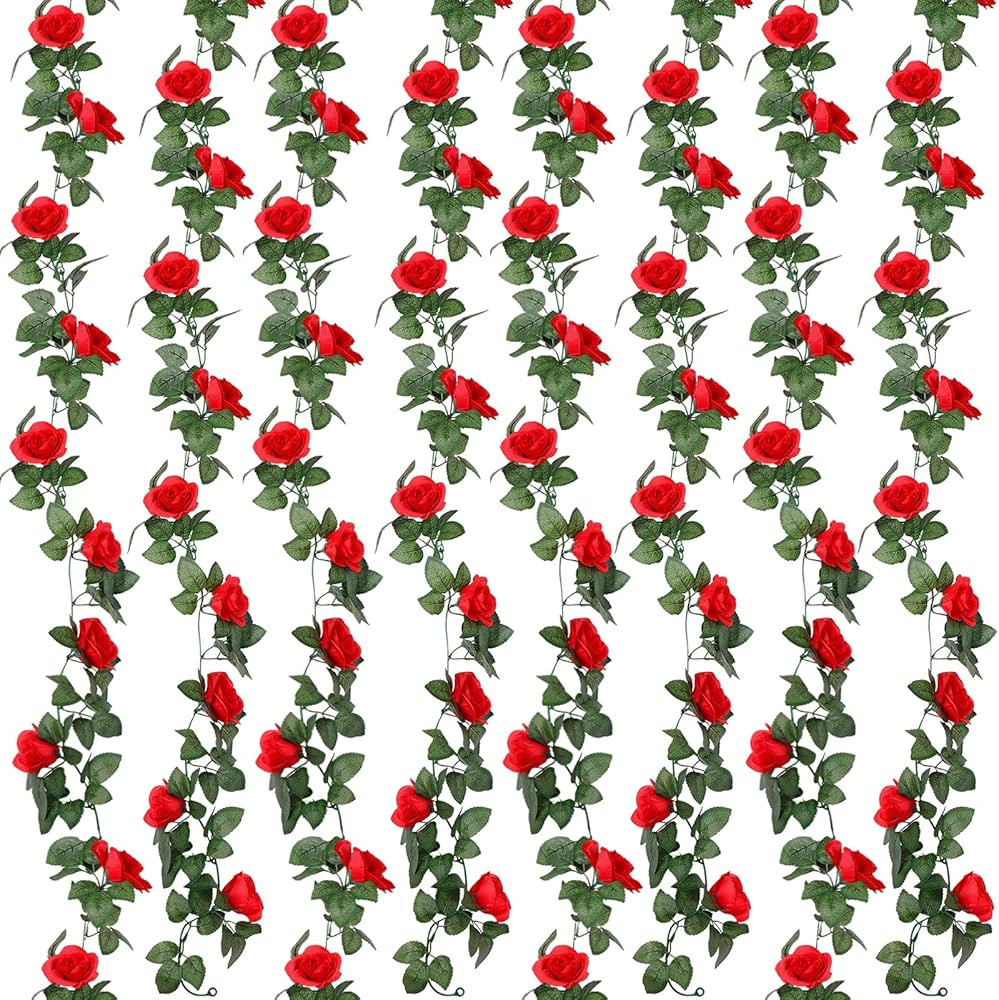 Syhood Artificial Rose Garlands Rose Vines Leaves Banners Hanging Floral Garland Fake Rose Flower... | Amazon (US)