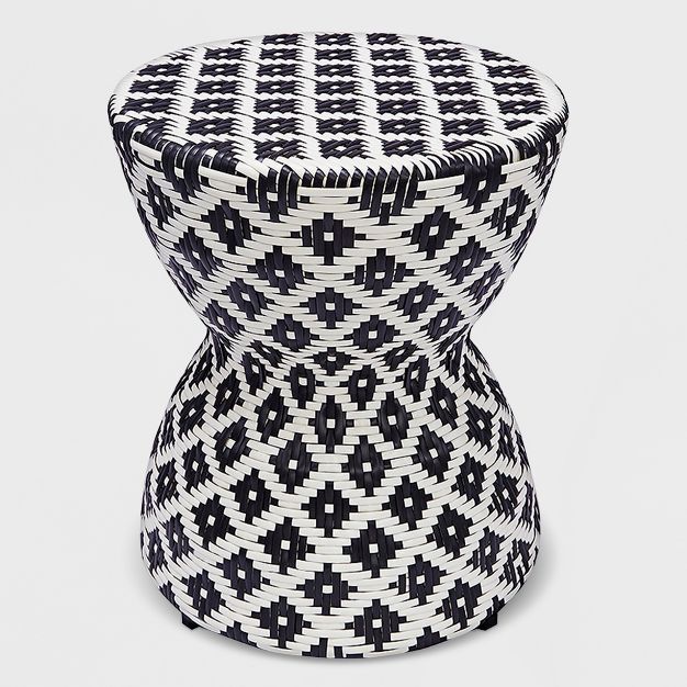 Wicker Hourglass End Table White/Black - Opalhouse™ | Target