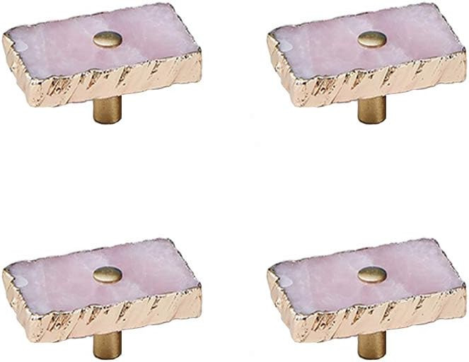 Hnmedia 4 Pack Cabinet Knobs Dresser Knobs Drawer Knobs Natural Pink Crystal Knobs Solid Brass Ki... | Amazon (US)
