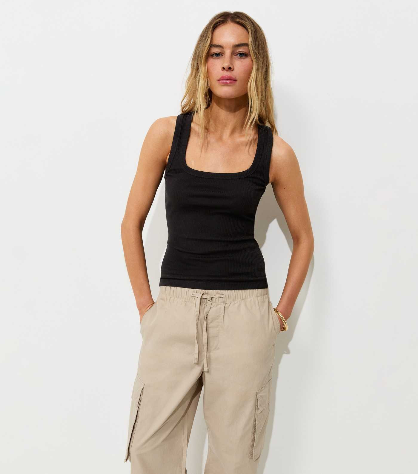 Black Square Neck Vest Top | New Look | New Look (UK)