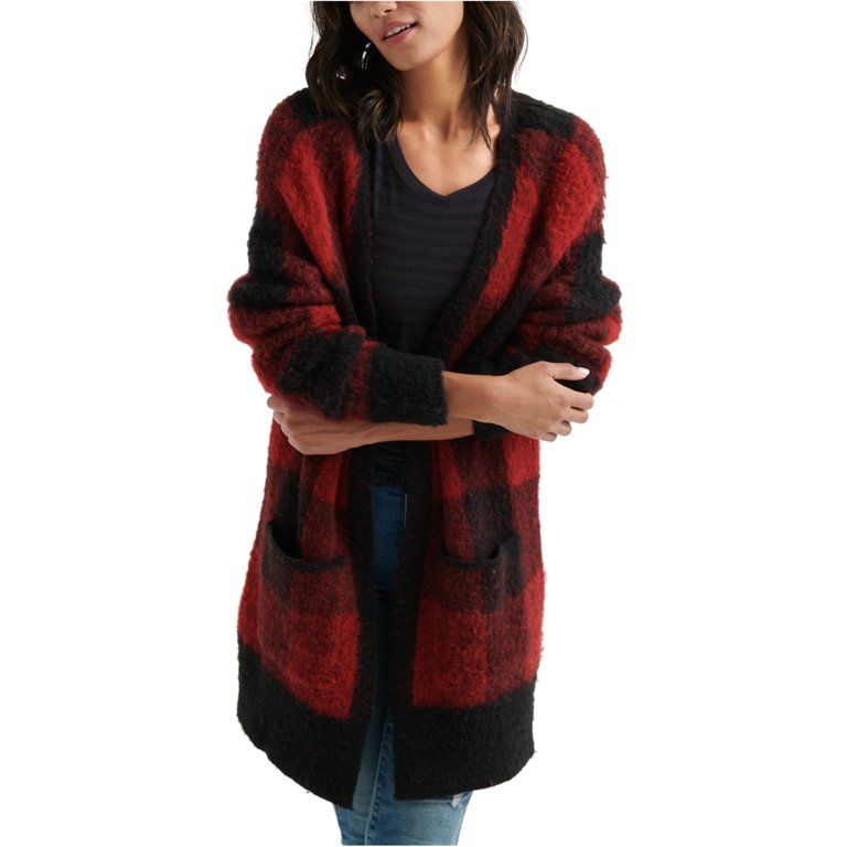 Lucky Brand Womens Plaid Patch Pocket Cardigan Sweater, Red, X-Large - Walmart.com | Walmart (US)