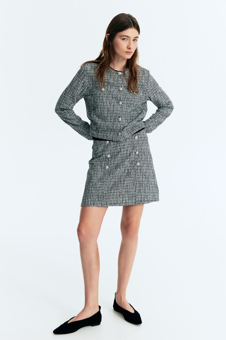 Textured button-front skirt | H&M (UK, MY, IN, SG, PH, TW, HK)