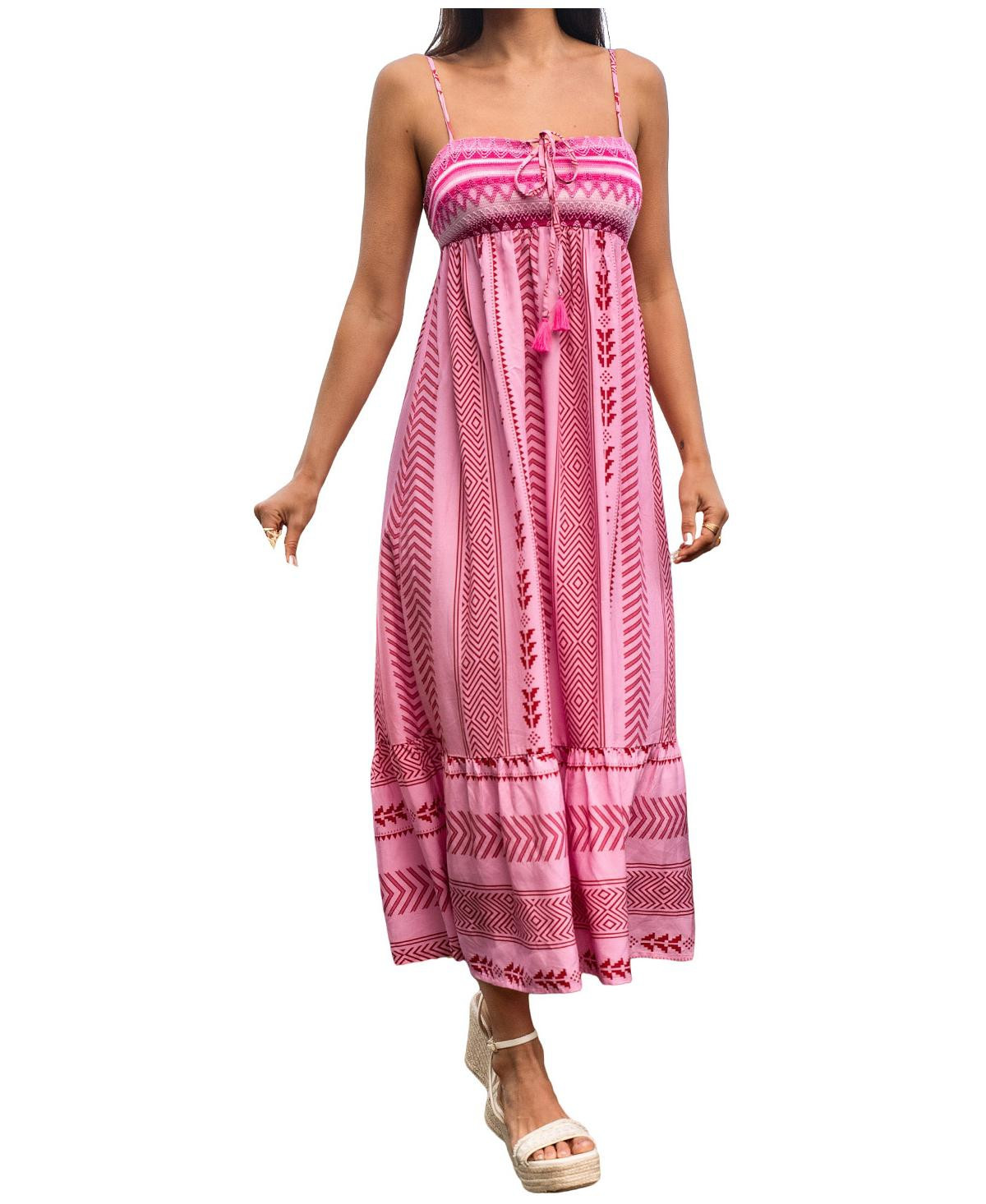 Cupshe Women's Beat of My Heart Ornate Maxi Beach Dress - Pink | Macy's