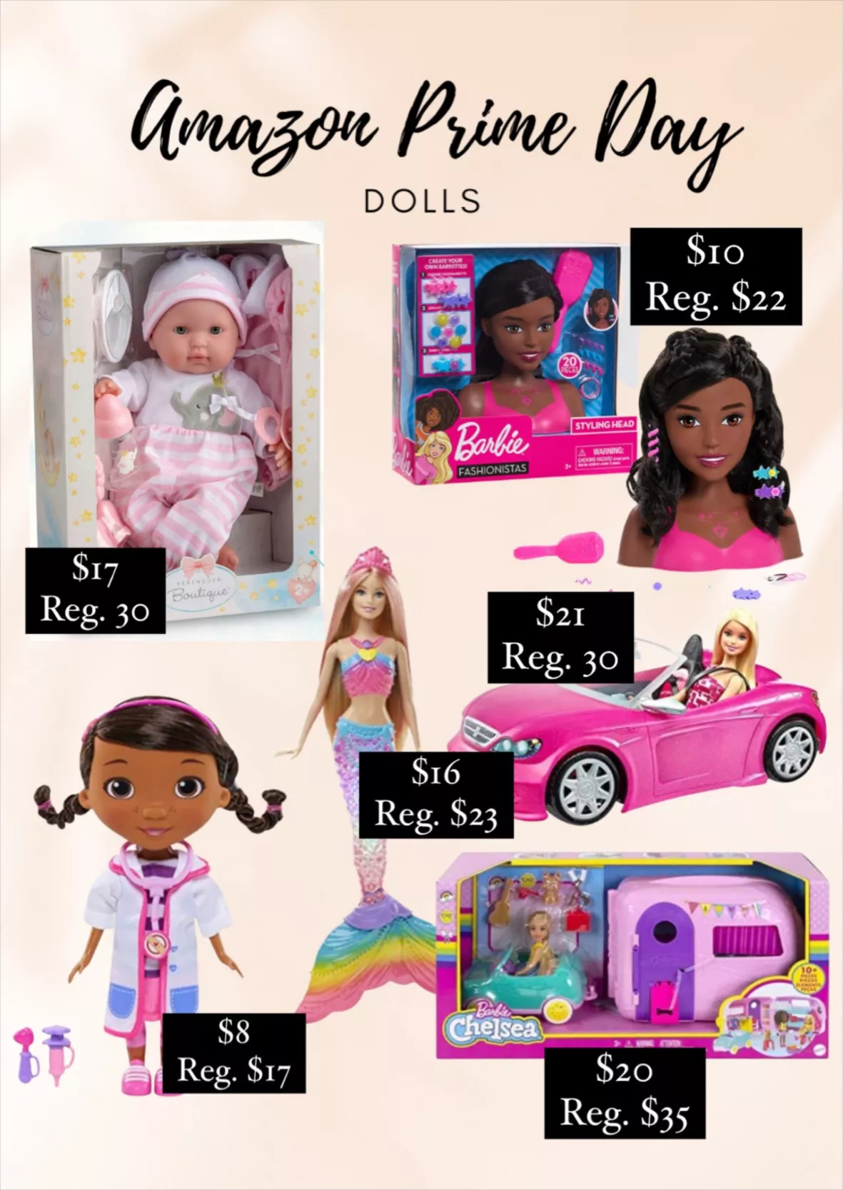Barbie Fashionistas 8-Inch Styling Head, Dark Brown, 20 Pieces