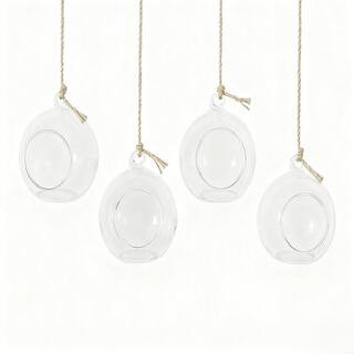 4 Pack 3.15 x 3.15 x 3.74 in. Transparent Hanging Glass Globe Air Planter Terrarium Vase with 39 in. Sling | The Home Depot