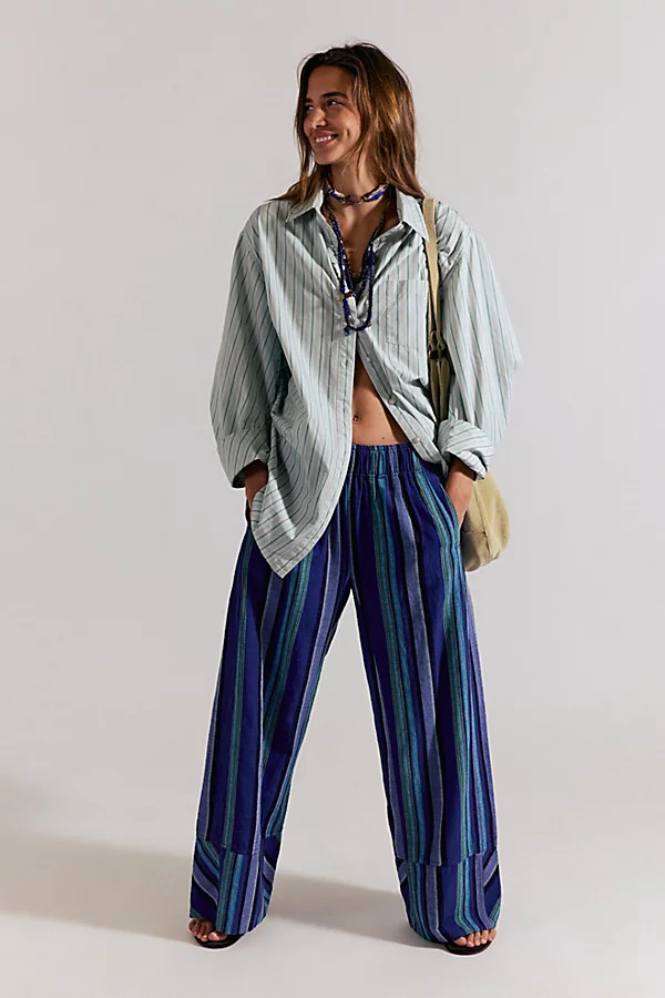 Day's End Linen Striped Pull-On Pants | Free People (Global - UK&FR Excluded)