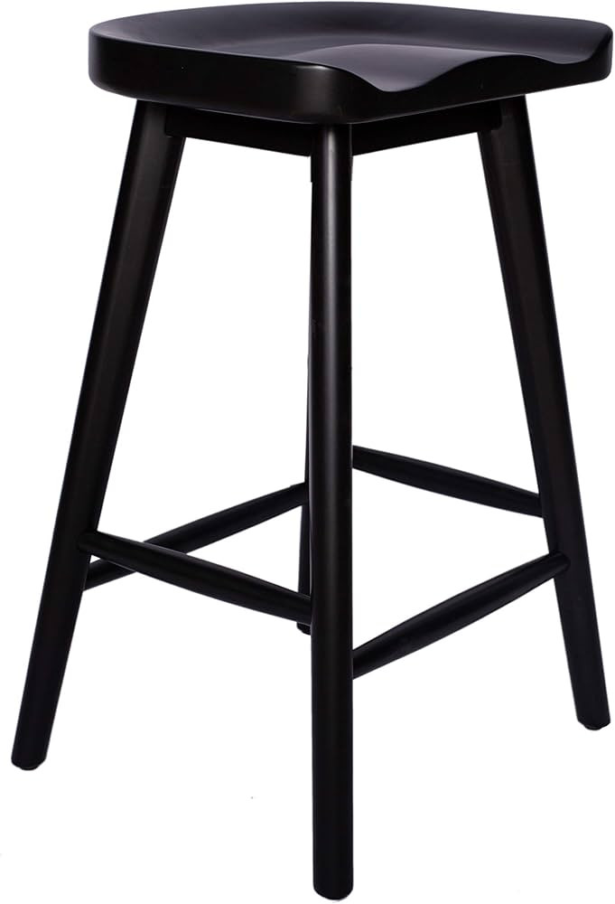 Amazon Brand - Rivet Modern Kitchen Height Bar Counter Stool, Birch Wood, Black, 24"H | Amazon (US)