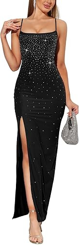 Women's Formal Guest Cocktail Party Dress - Bodycon Maxi Dresses Tight Fitted Dresses Zipper Spli... | Amazon (US)