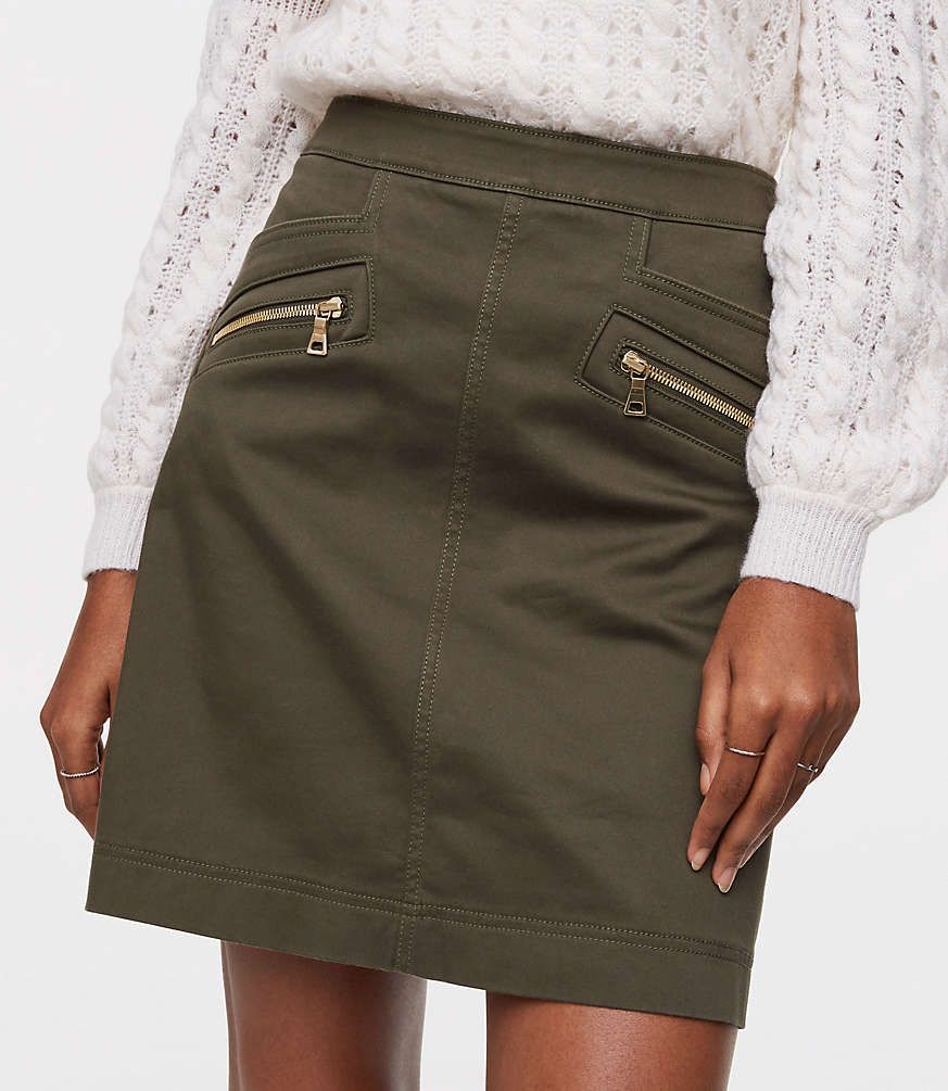 Sateen Zip Skirt | LOFT