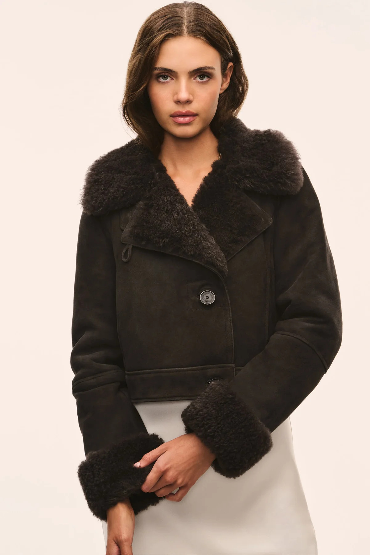 Rainier Cropped Shearling Jacket | LoveShackFancy