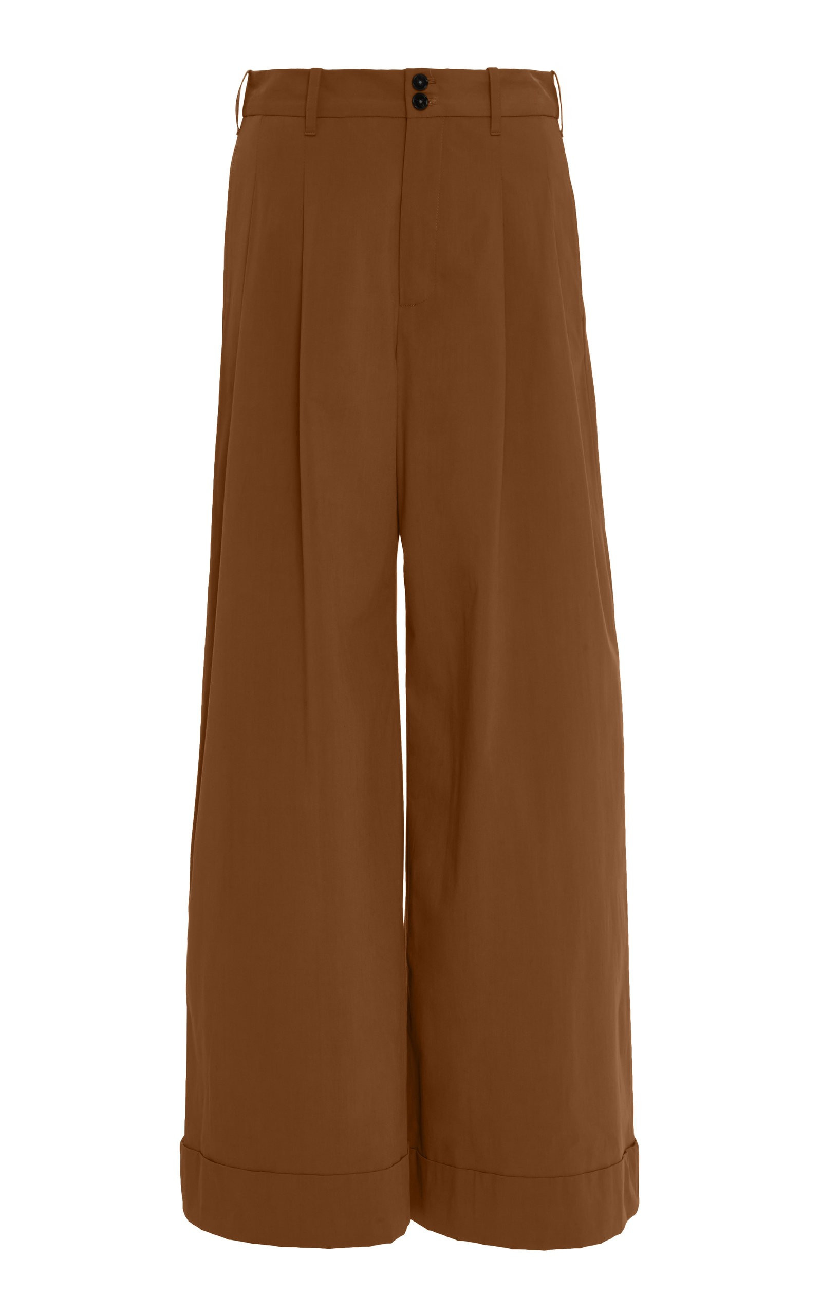 Cuffed Cotton-Blend Wide-Leg Pants | Moda Operandi Global