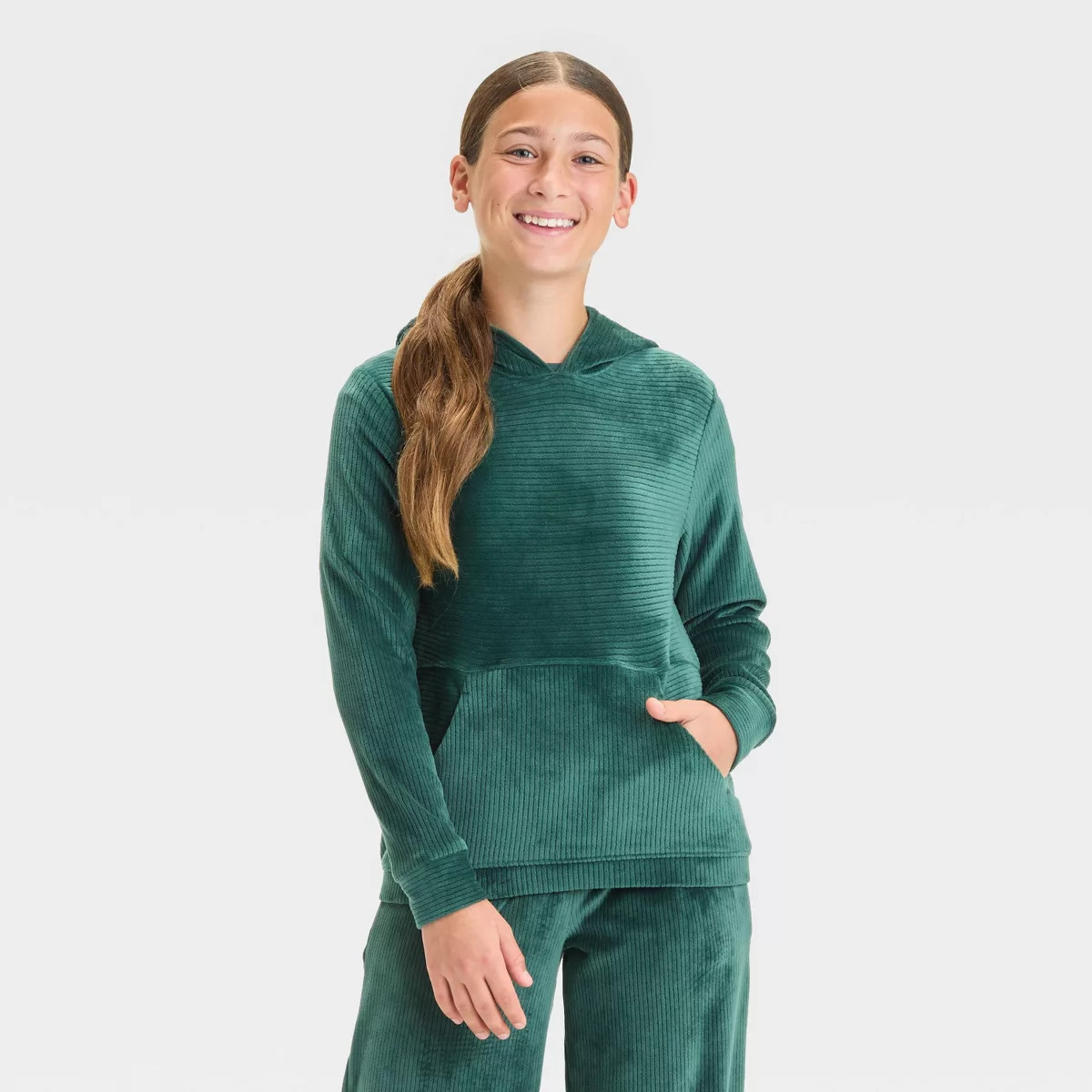 Girls' Velour Hoodie Sweatshirt - All In Motion™ | Target