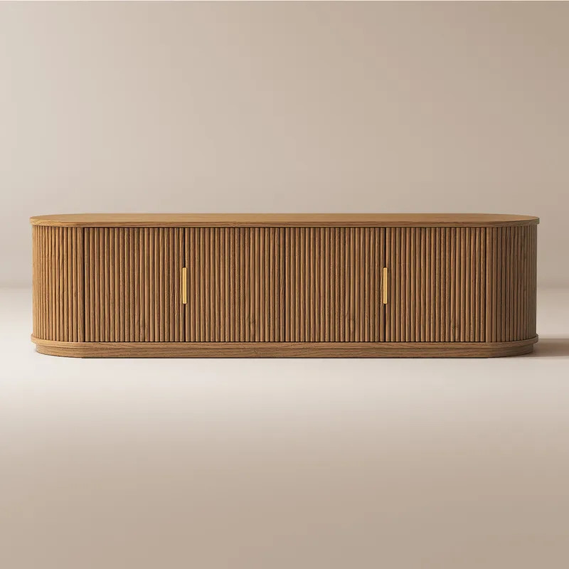 Hernest | Rolf 65" Oval Solid Wood TV Stand | Hernest