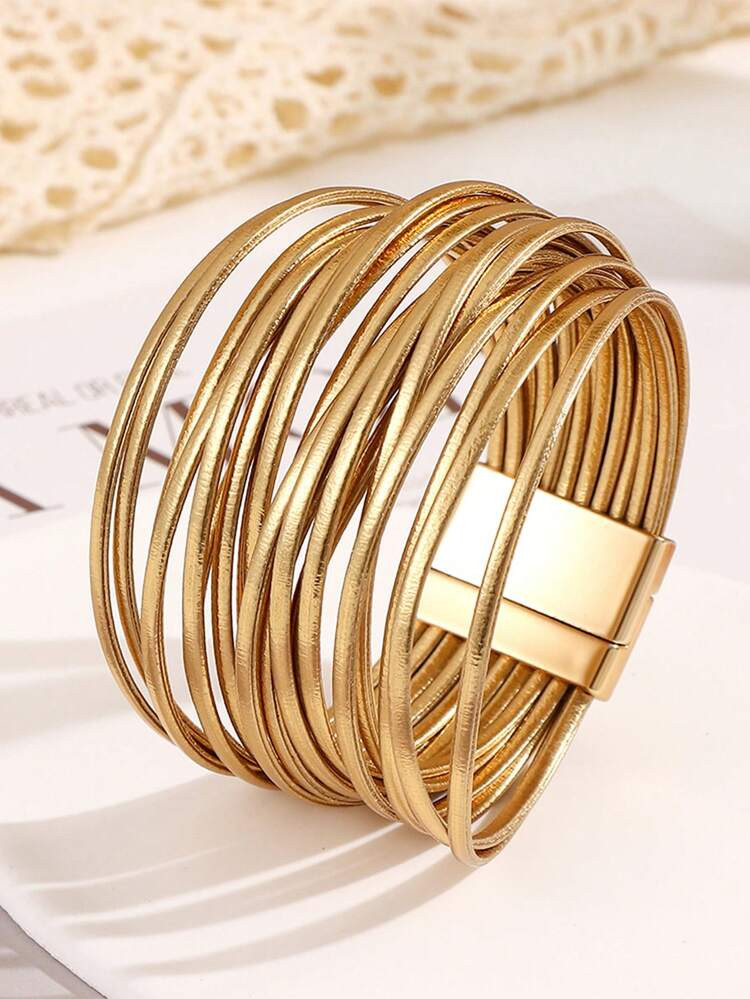 Bohemian Style PU Leather Multi-Layer Bracelet Suitable For Fashion Outfits | SHEIN