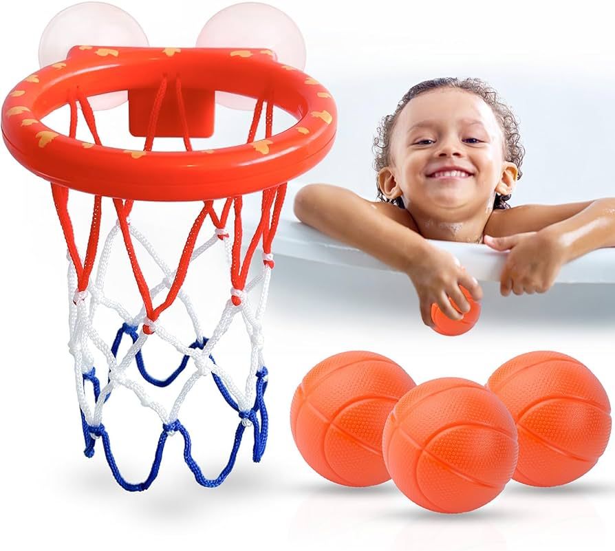 Bath Toys, Bathtub Basketball Hoop for Baby, Toddlers, Boys and Girls, 3 Balls No Holes, Mold Fre... | Amazon (US)