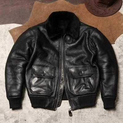 Men's Vintage Black B3 RAF Aviator Coat Warm Fur Geniune Sheep Leather Jacket | eBay US