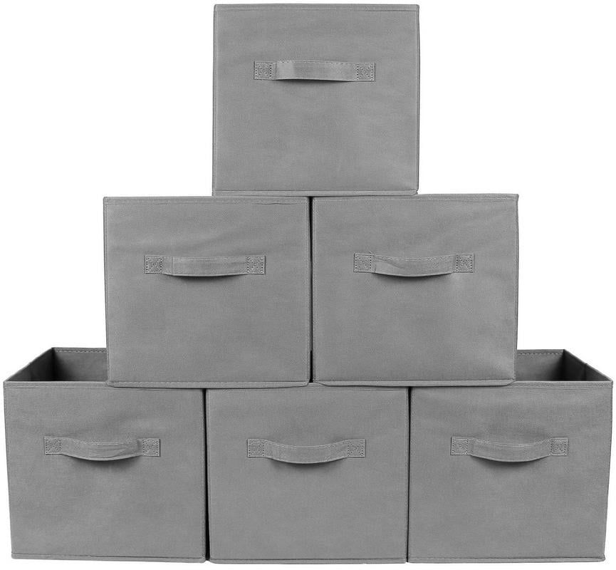 Greenco Foldable Fabric Storage Cubes, 6 Pack, Gray - Walmart.com | Walmart (US)