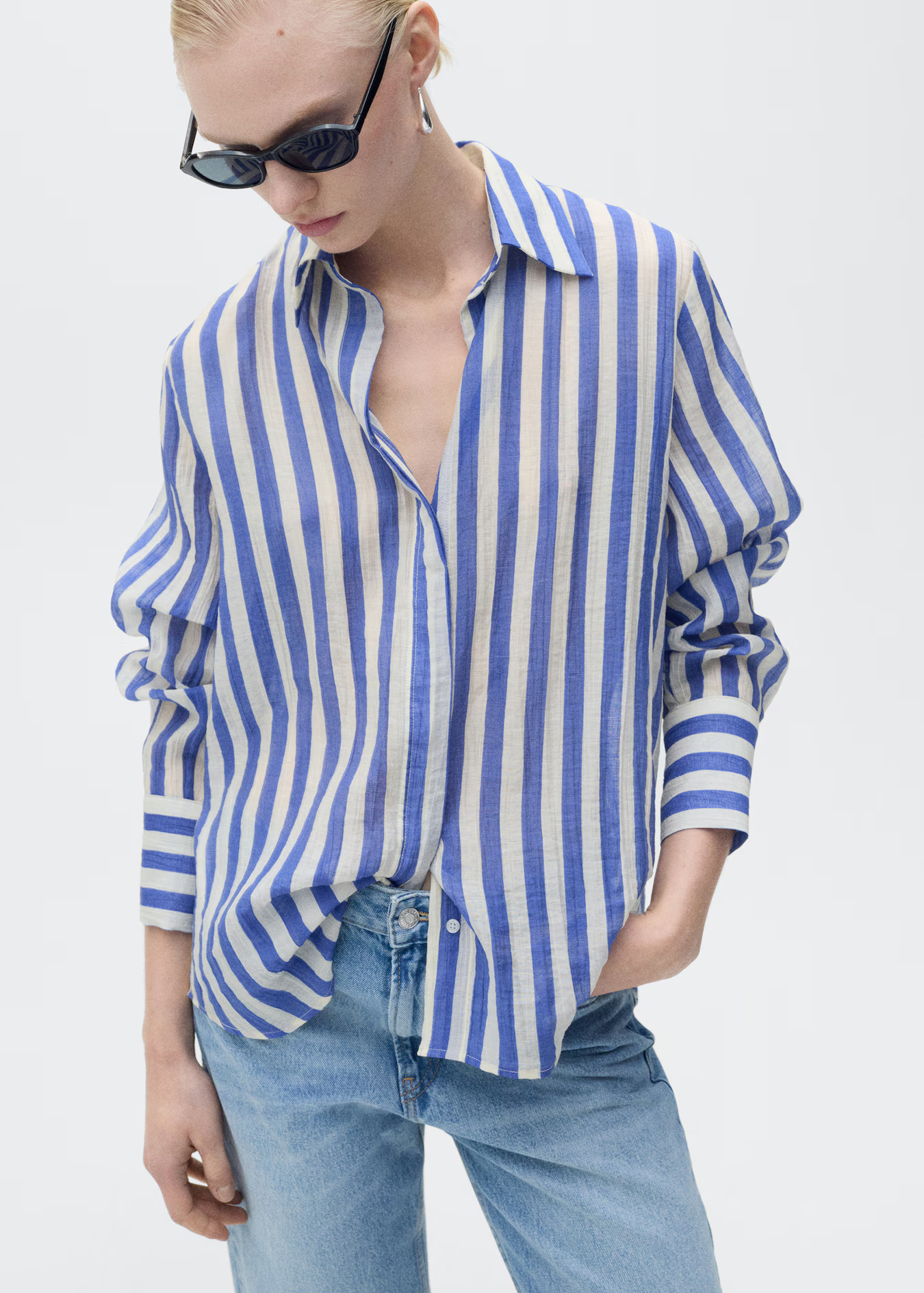 Striped lyocell shirt - Women | MANGO USA | Mango (US/MX/AU)