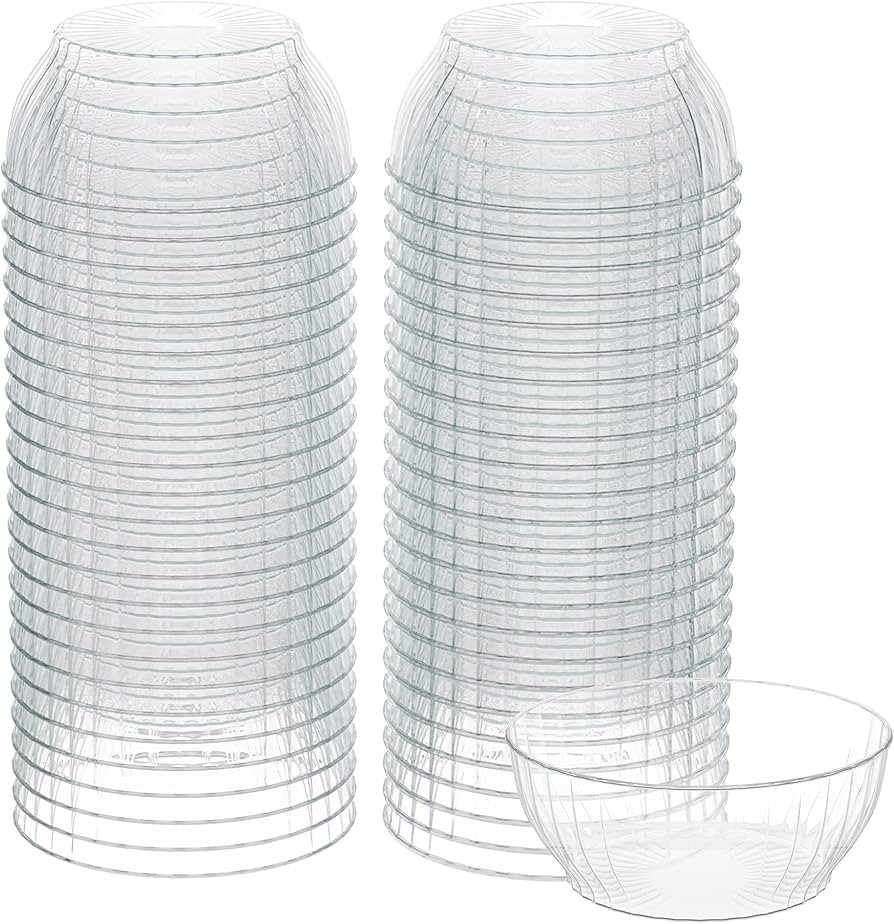 R-kay 6 Oz Clear Plastic Bowls - 50 Pack disposable bowls - Premium Hard Small Plastic Bowls - He... | Amazon (US)