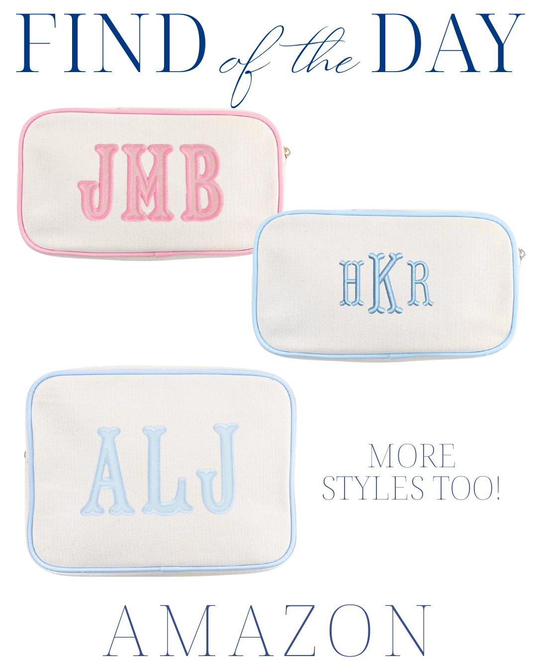 find of the day on amazon! Personalized Canvas Pouch, Embroidered, Appliqué, Monogram, Makeup Bag, Travel Toiletry Organizer, Tech Accessory Case, Gift for Her  

 #LTKBeauty #LTKTravel