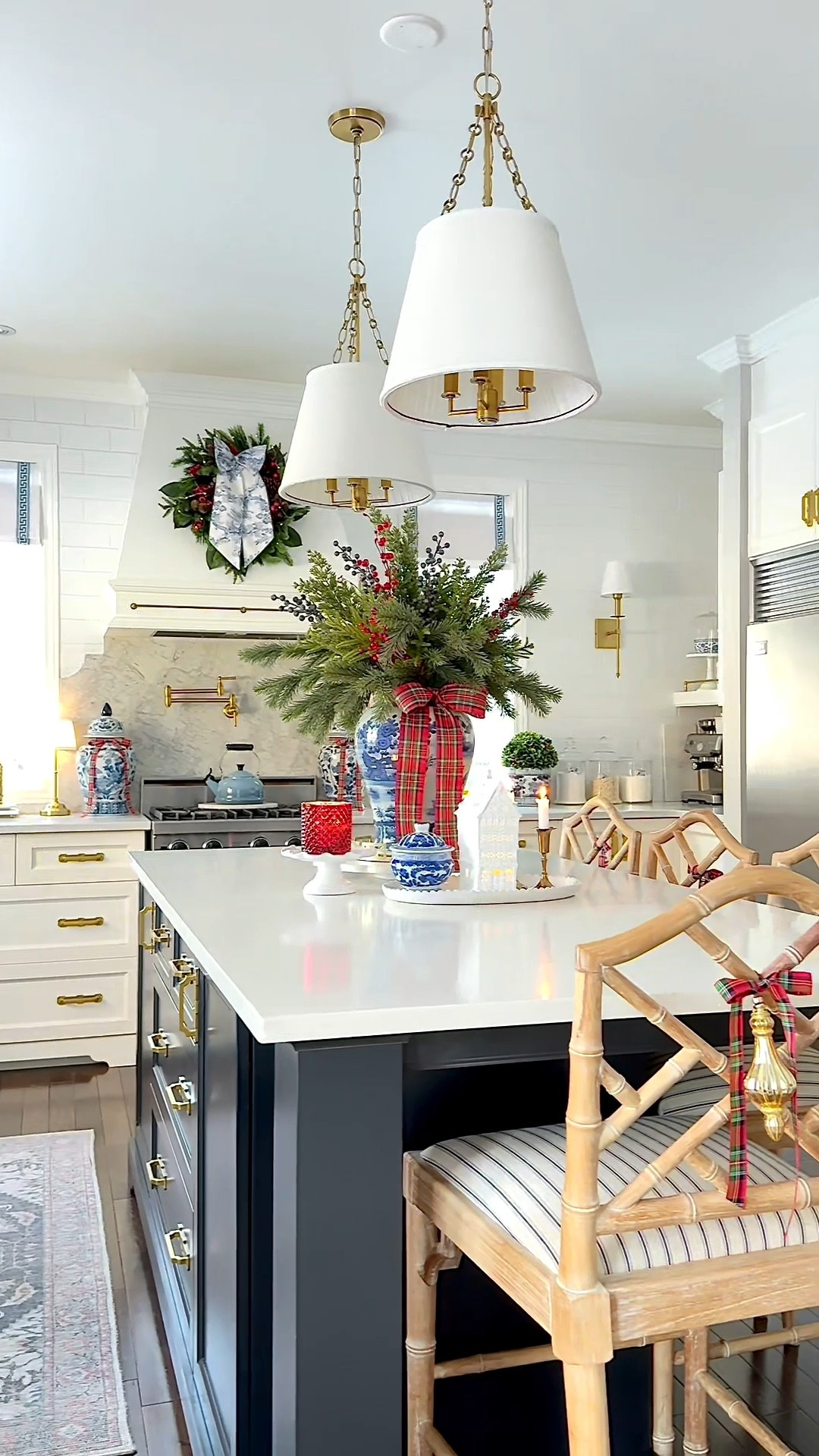 Lush greenery, berry picks, plaid ribbon and chinoiserie is classic and chic!

Kitchen decor, Christmas decor, kitchen Christmas finds, chic Christmas finds 

#LTKHome #LTKSeasonal #LTKHoliday