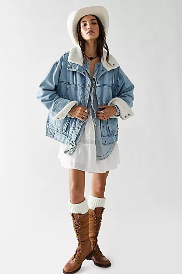 Ariel Cozy Denim Bomber Jacket | Free People (Global - UK&FR Excluded)