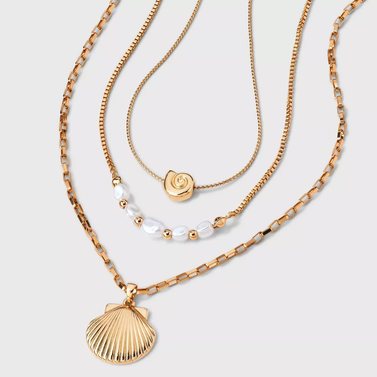 Pearl and Shell Drop Multi-Strand Necklace - A New Day™ Gold | Target