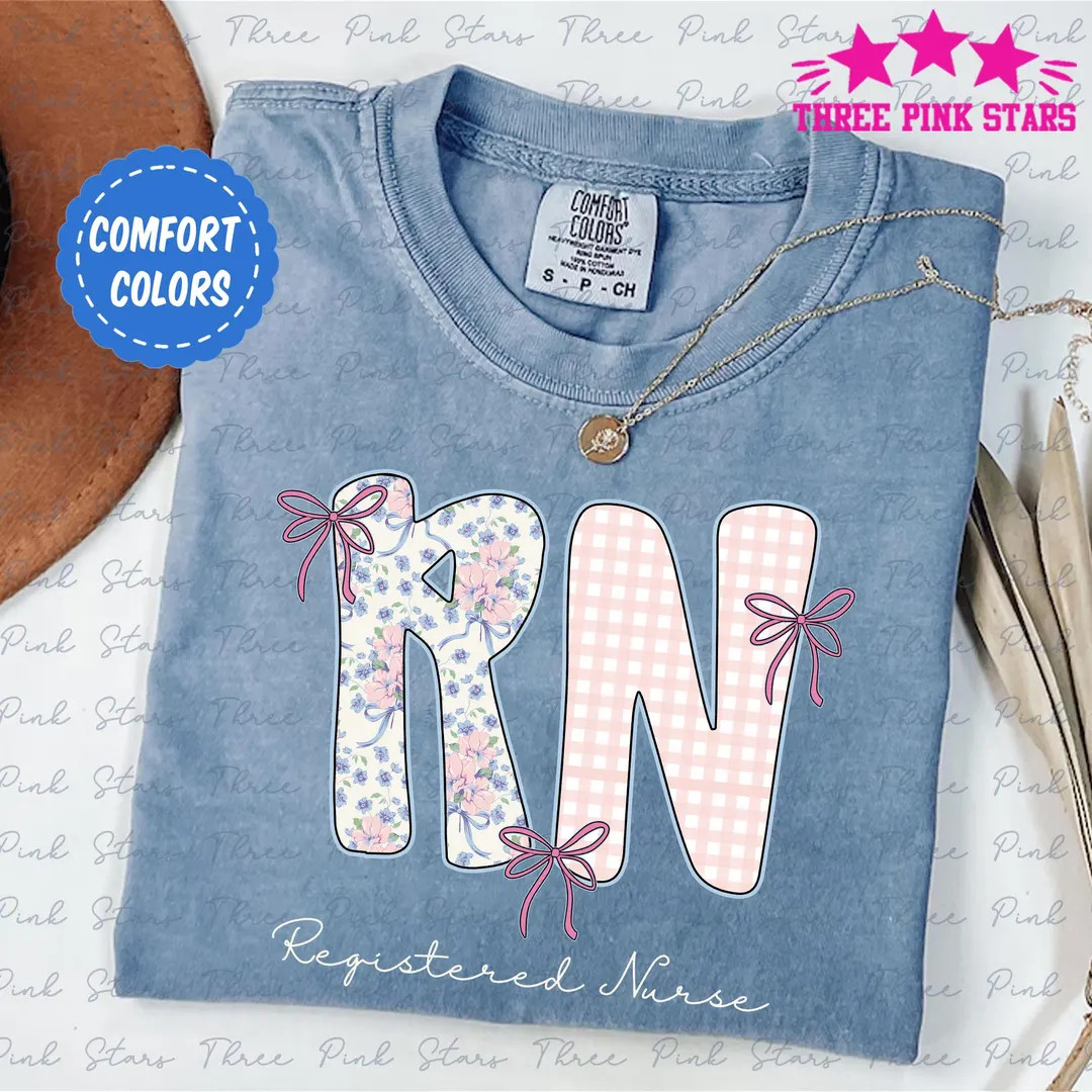 Registered Nurse Comfort Colors Shirt, Preppy RN Shirt, Gift for Nursing Grad E7067 - Etsy | Etsy (US)