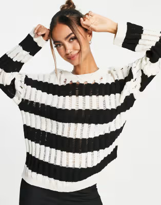 Stradivarius ladder knit sweater in stripe | ASOS (Global)
