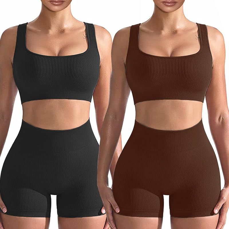 Amazon.com: Workout Sets for Women 2 Piece, Cute YOGA Workout Set, Two Piece Workout Outfits,2 Pa... | Amazon (US)