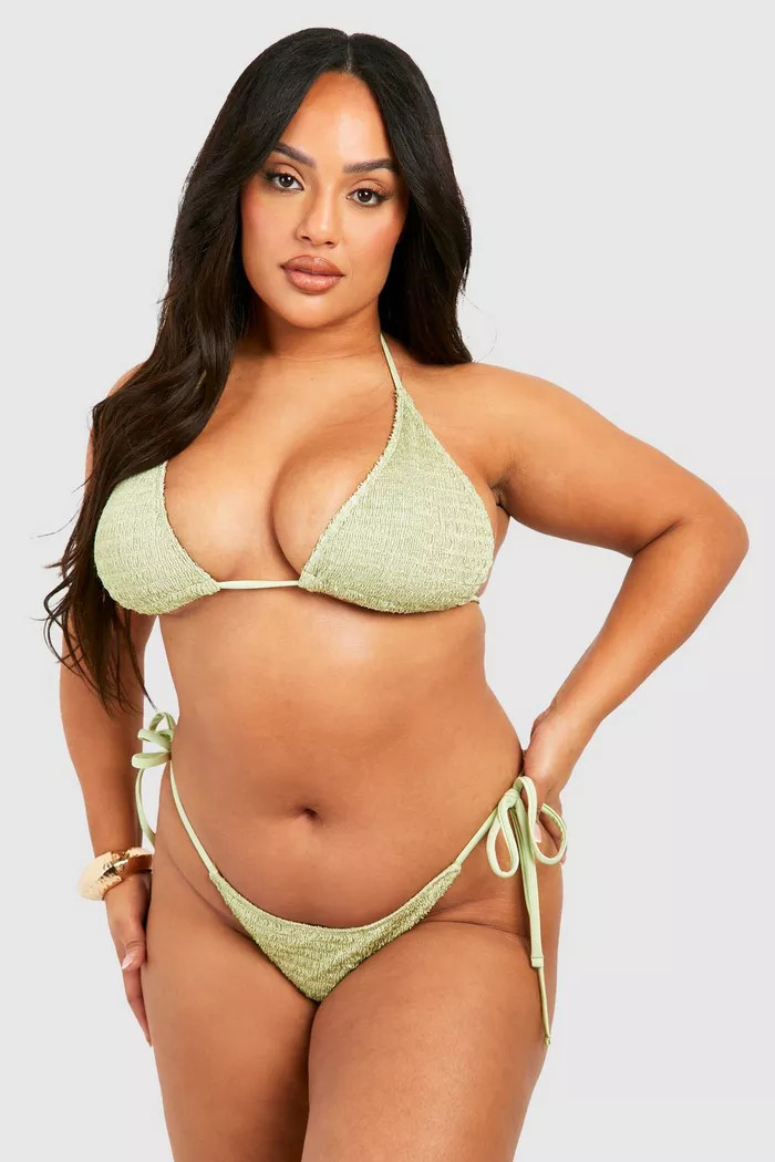 Plus Laddered Knit Triangle Bikini | Boohoo.com (UK & IE)