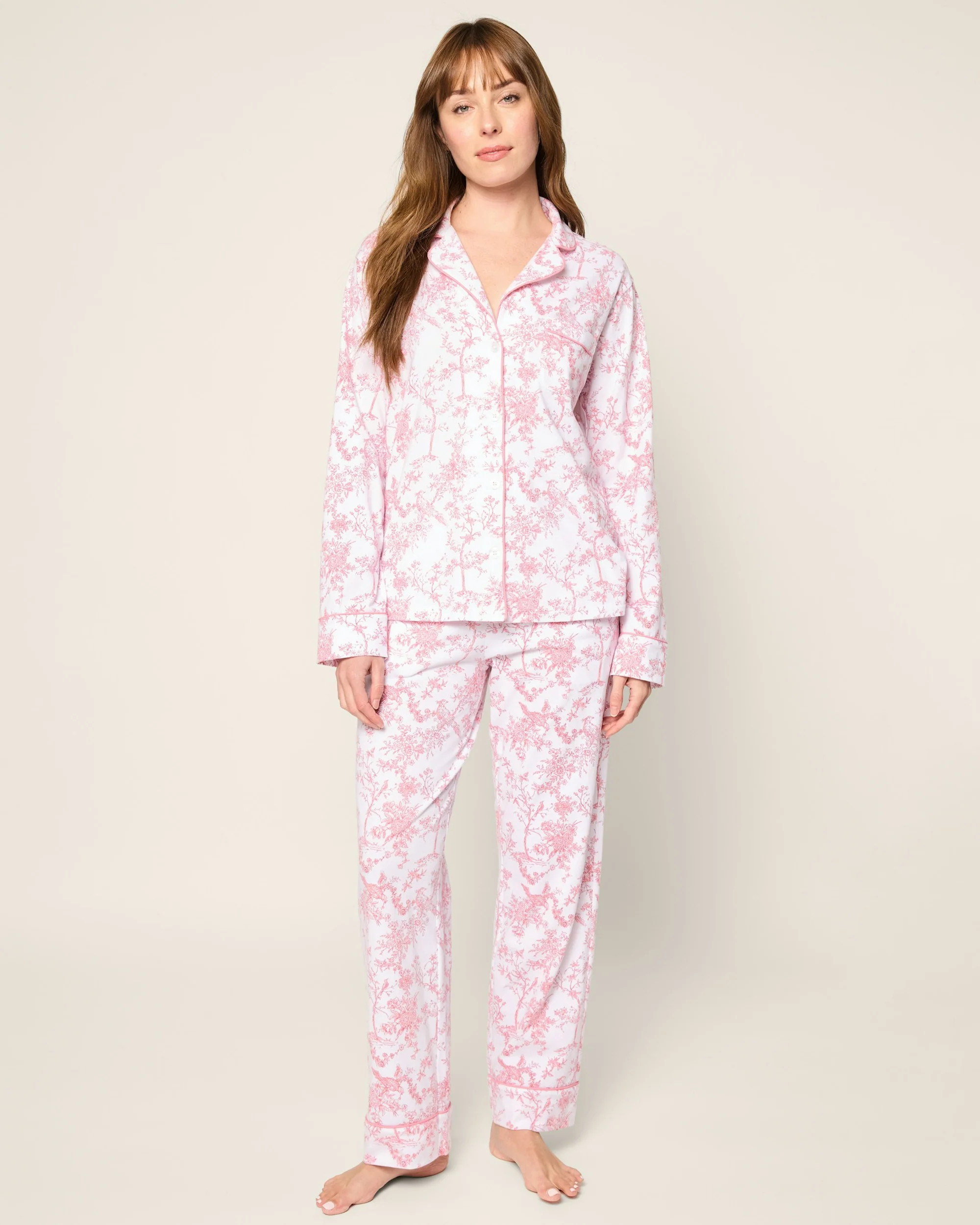 Women's Pima Pajama in Pink Timeless Toile | Petite Plume