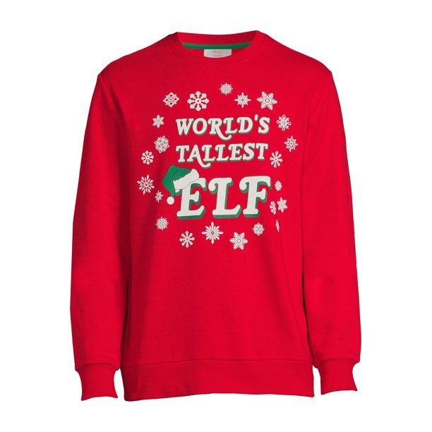 Holiday Time Men's World's Tallest Elf Christmas Sweatshirt - Walmart.com | Walmart (US)