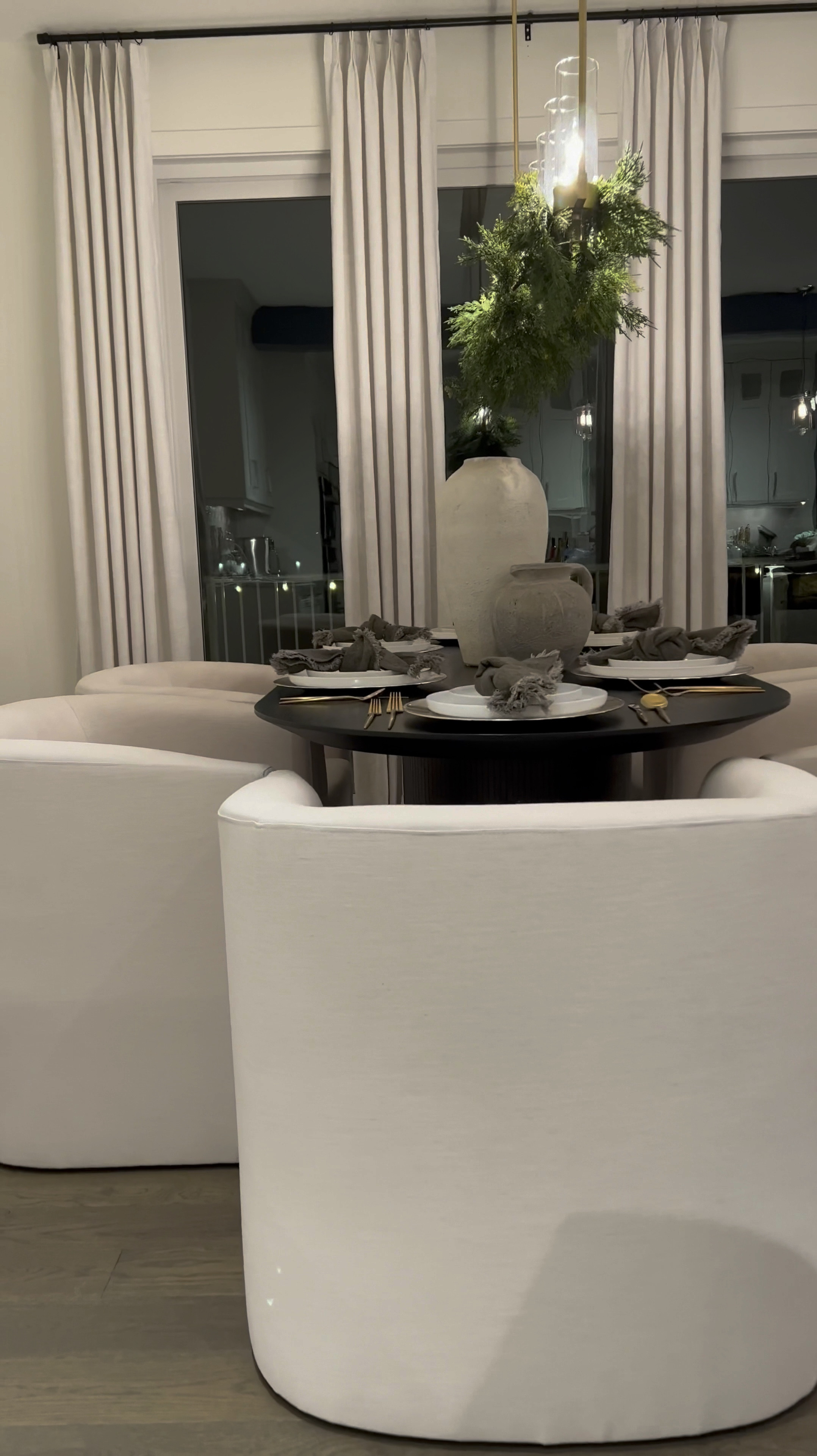 🥳
Here’s another custom drapery look for less with the most stunning fabric!! 🥰…. 

These drapes come ready to hang…. I didn’t need to stream them! 🎉…. and they come perfectly trained 😆🥳😆 

I hung the brackets on the wall about half an inch from the ceiling to give enough room for the curtain rod to slide into. 

I got 106 inch drapes and my ceiling is 9 feet. With this system my drapes perfectly kiss the floor, which is the look I’m going for. ☺️

The white hooks are adjustable and come with the drapes 🎉… do keep in mind they’ll only adjust your drapes upwards so if you’re going for a pool look, you’ll need longer drapes 💕

I can’t get over stunning the fabric is🥰…. It comes in 15 colors which you can get samples🥳 .. Hope you’ll love them as much as I do! #LTKstyletip #LTKhome#LTKVideo 

#LTKStyleTip #LTKHome