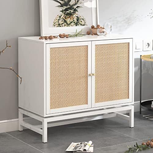 Recaceik Ratten Sideboard Buffet Cabinet/Console Table, Natural Accent Storage Cabinet with 2 Rat... | Amazon (US)