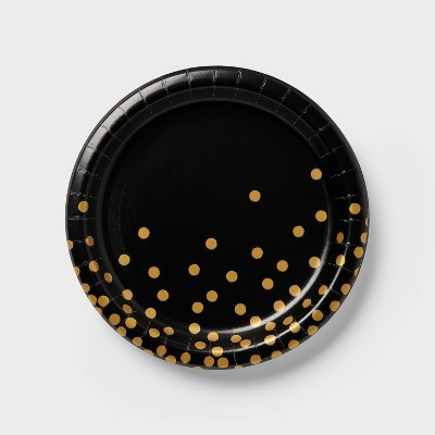 20ct Black/Gold Confetti Dinner Paper Plates - Spritz™" | Target